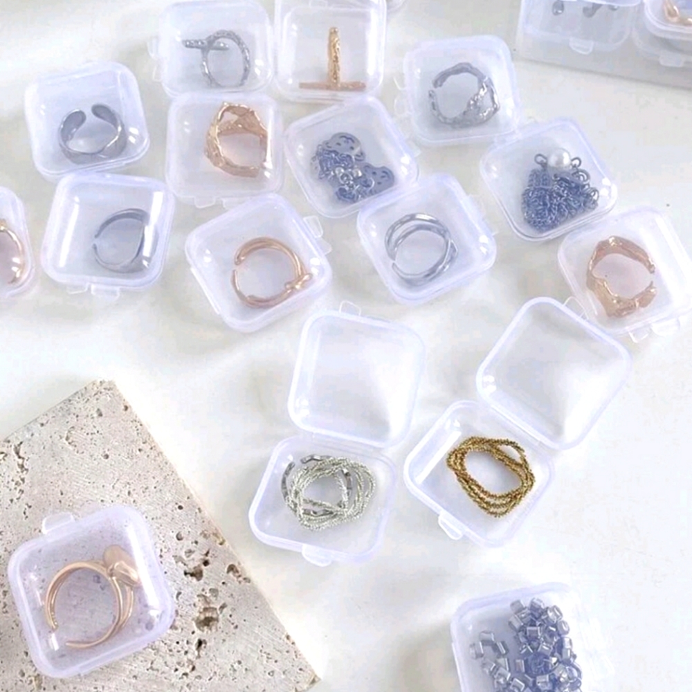 20pcs Mini Clear Jewelry Storage Box, Multifunctional, Portable